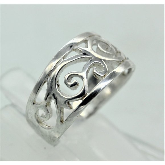 🔴925 STERLING RING scrollwork band, signed MO, vintage, size 6, 2.8 G, as is - Picture 1 of 6
